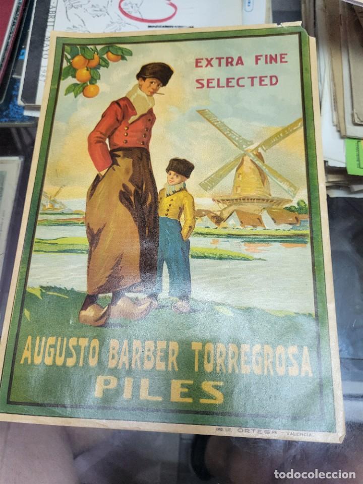 Old Labels: ANTIGUA ETIQUETA BARBER TORREGRISA PILES ORTEGA VALENCIA