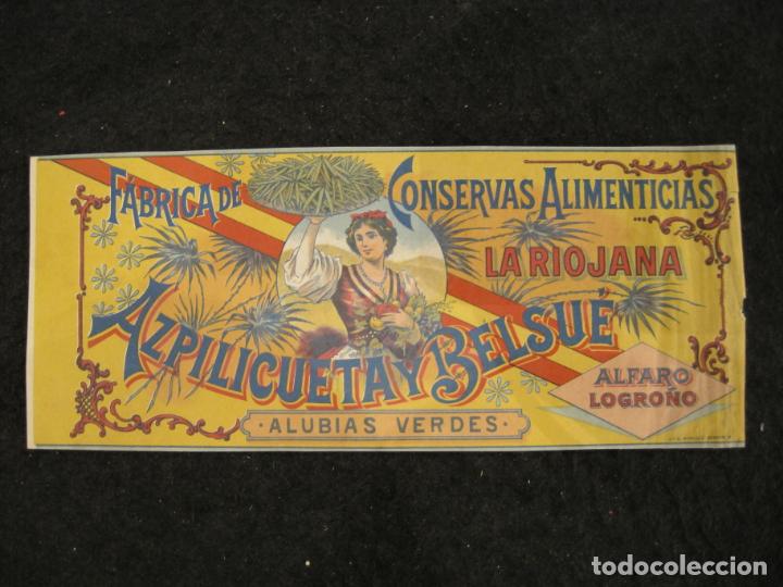 Old Labels: ALUBIAS VERDES-AZPILICUETA Y BELSUE-ALFARO (LOGRO&Ntilde;O)-ETIQUETA ANTIGUA-VER FOTOS-(K-7179)