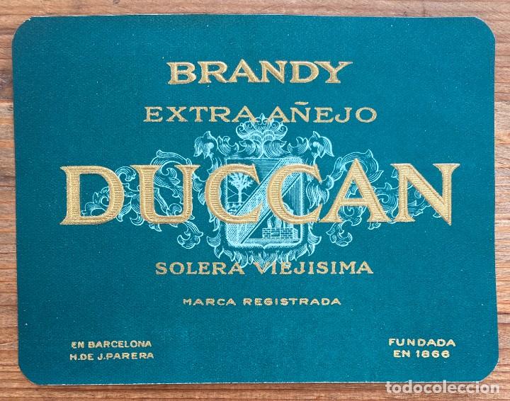 Etiquetas antiguas: ETIQUETA DE DUCCAN BRANDY, MIDE 13 X 10 CMS.