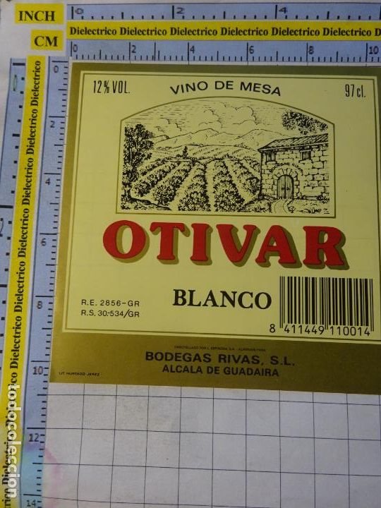 Etichette antiche: ETIQUETA DE BEBIDAS. VINO LICORES. VINO BLANCO OTIVAR ALCAL&Aacute; DE GUADAIRA. 603