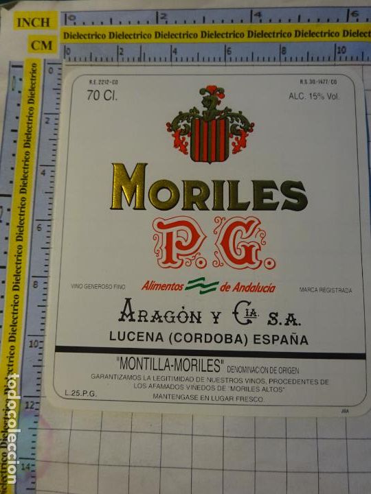 Old Labels: ETIQUETA DE BEBIDAS. VINO LICORES. VINO DE LUCENA C&Oacute;RDOBA MORILES P.G. . 611