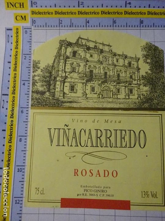 Etiquetas antiguas: ETIQUETA DE BEBIDAS. VINO LICORES. VINO DE MESA VI&Ntilde;ACARRIEDO ROSADO. 662