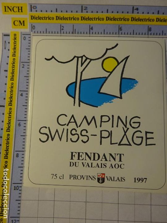 Etiquetas antiguas: ETIQUETA DE BEBIDAS. VINO LICORES. FRANCIA CAMPING SWISS PLAGE VALAIS 1997. 668