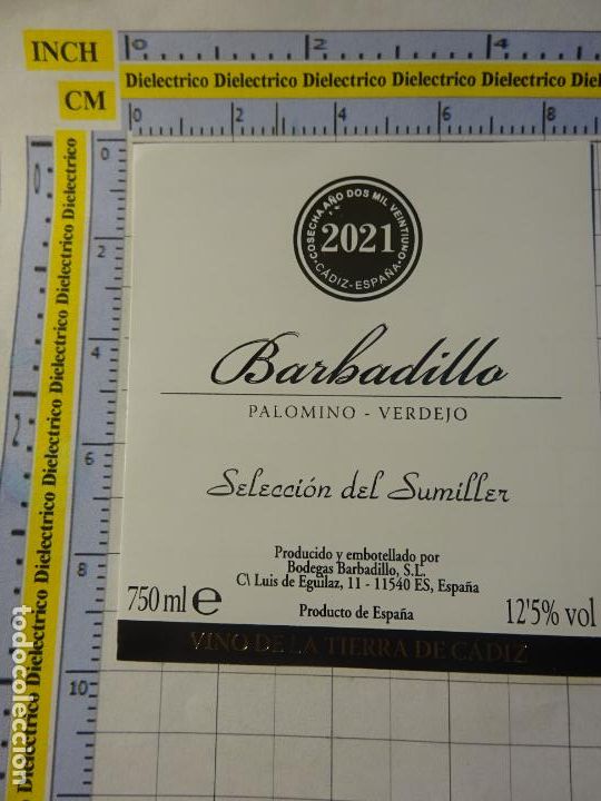 Alte Etiketten: ETIQUETA DE BEBIDAS. VINO LICORES. C&Aacute;DIZ BARBADILLO PALOMINO VERDEJO 2021. 673