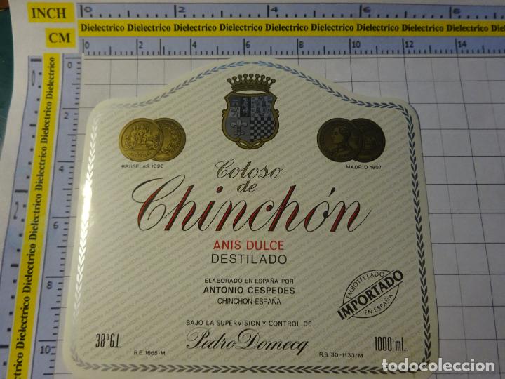 Old Labels: ETIQUETA DE BEBIDAS. VINO LICORES. CHINCH&Oacute;N MADRID COLOSO DE CHINCH&Oacute;N ANIS DULCE. 693
