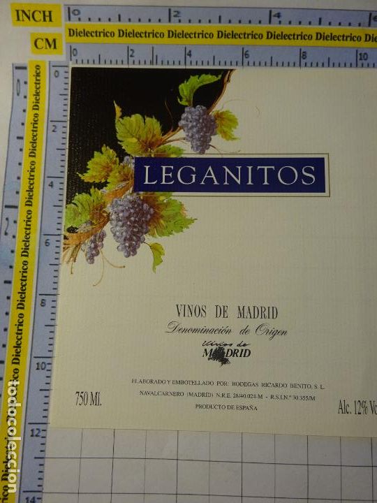 Old Labels: ETIQUETA DE BEBIDAS. VINO LICORES. MADRID LEGANITOS. 699
