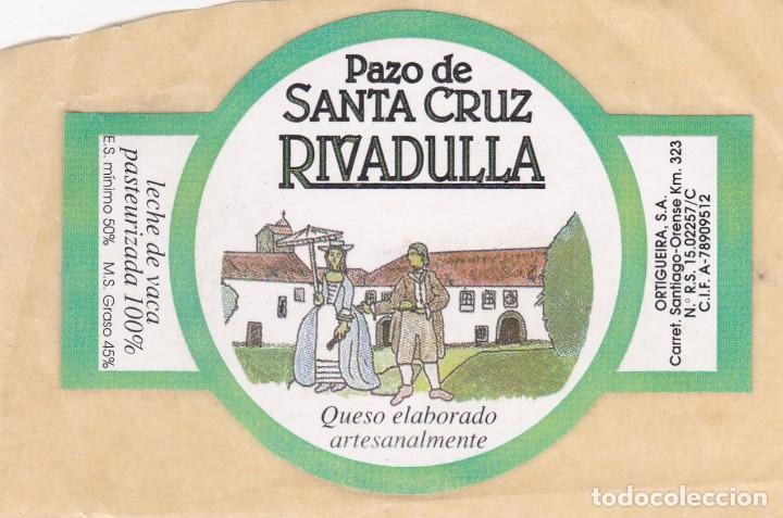 Etiquetas antiguas: ETIQUETA QUESO PAZO DE SANTA CRUZ RIVADULLA - PEGATINA