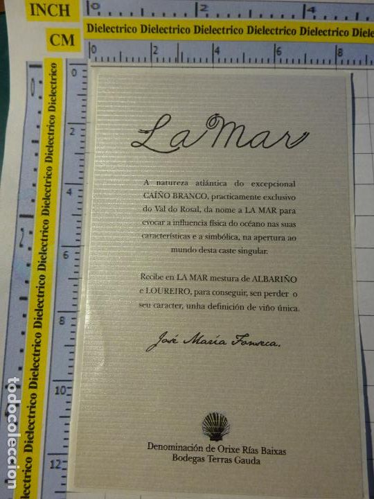 Etiquetas antiguas: ETIQUETA DE BEBIDAS. VINO LICORES. RIAS BAIXAS LA MAR ALBARI&Ntilde;O. 743