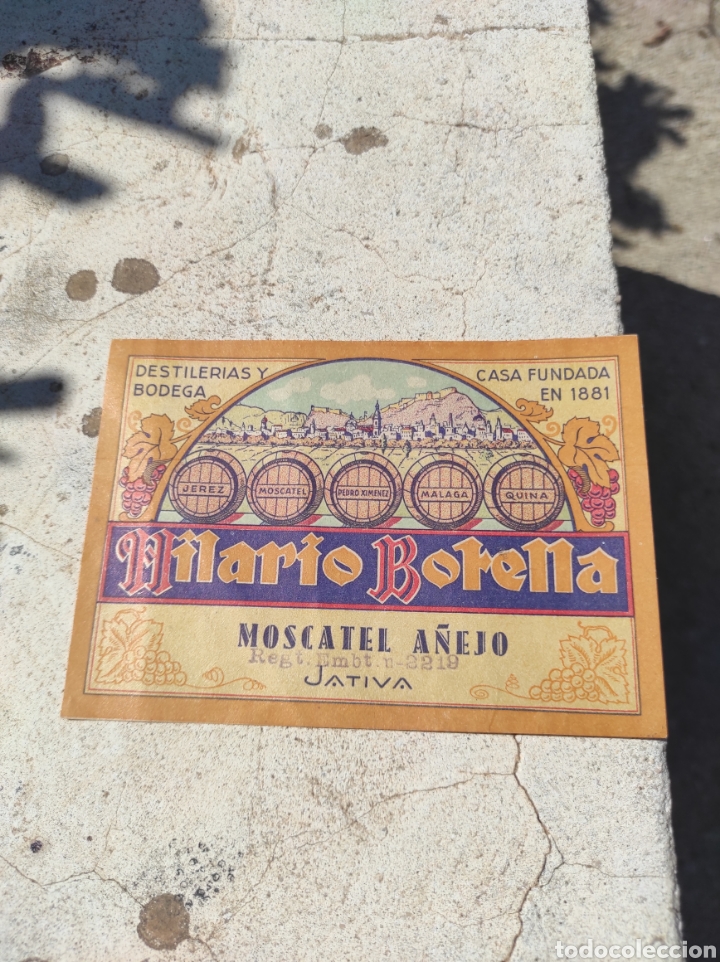 Old Labels: Etiqueta Moscatel A&ntilde;ejo Hilario Botella - J&aacute;tiva - X&aacute;tiva - Valencia - Leer Descripci&oacute;n