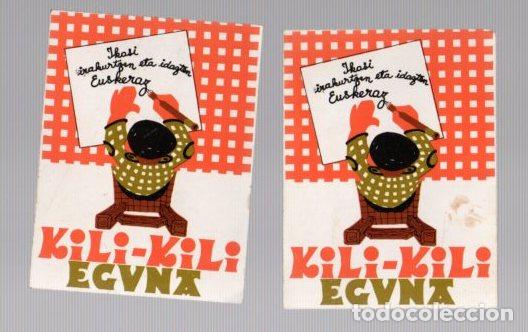Etiquetas antiguas: LOTE DE 2 PEGATINAS KILI-KILI EGUNA. C. 1970. TRANSICION