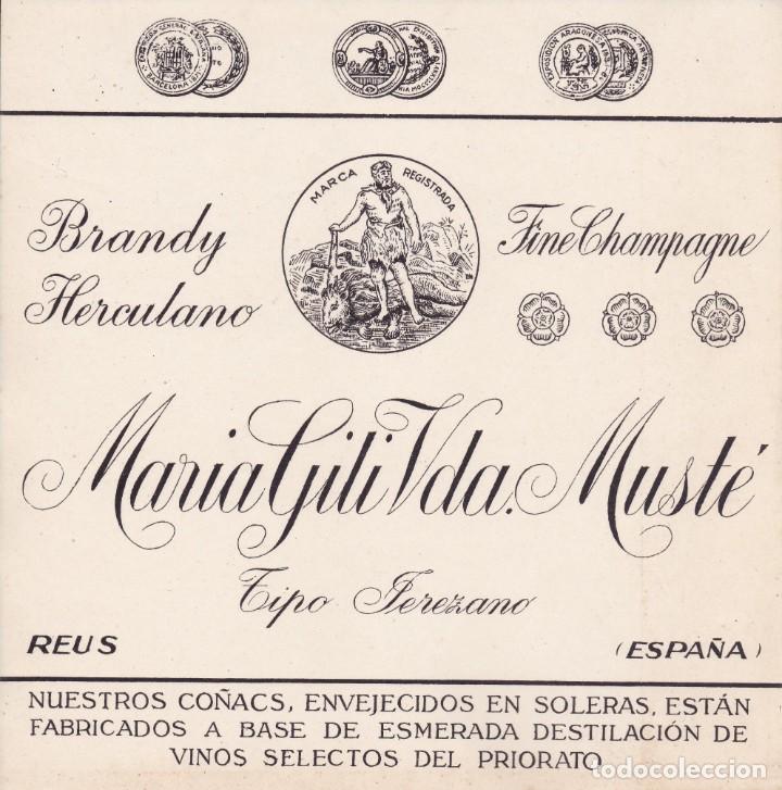 Etiquetas antiguas: Brandy Herculano Maria Gili Reus