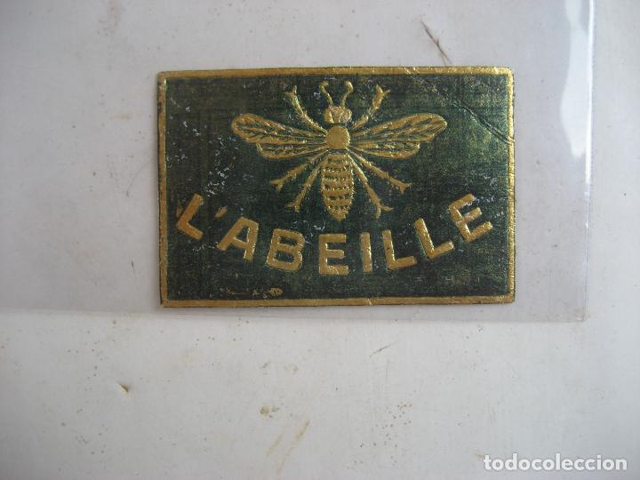 Etiquetas antiguas: Etiqueta Seguros L'Abeille. 4,5 x 3 cm. A&ntilde;os 30-40