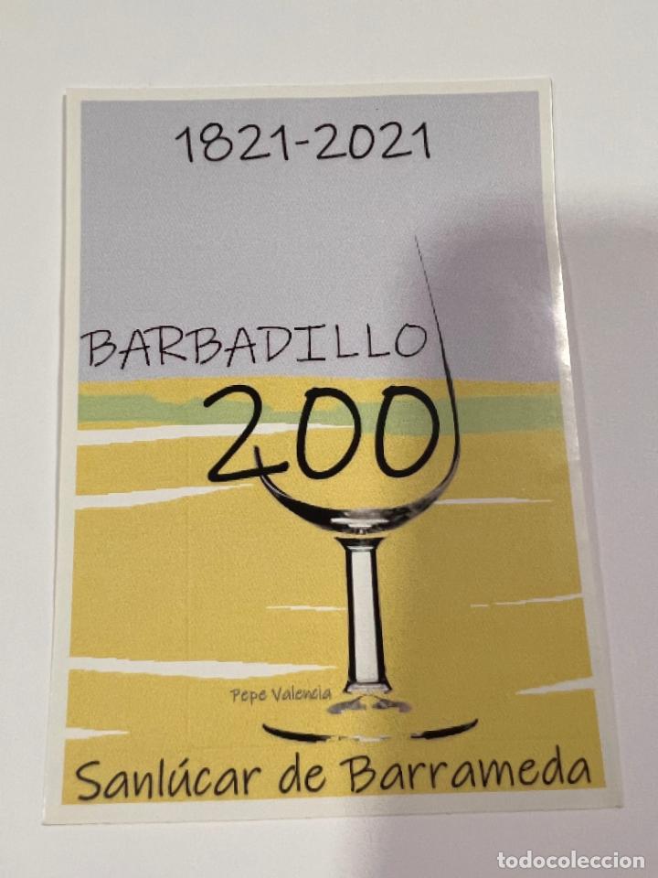 Alte Etiketten: ETIQUETA. BARBADILLO 200. SANL&Uacute;CAR DE BARRAMEDA. 1821-2021. MEDIDAS APROX.: 11.5 X 8.5 CM