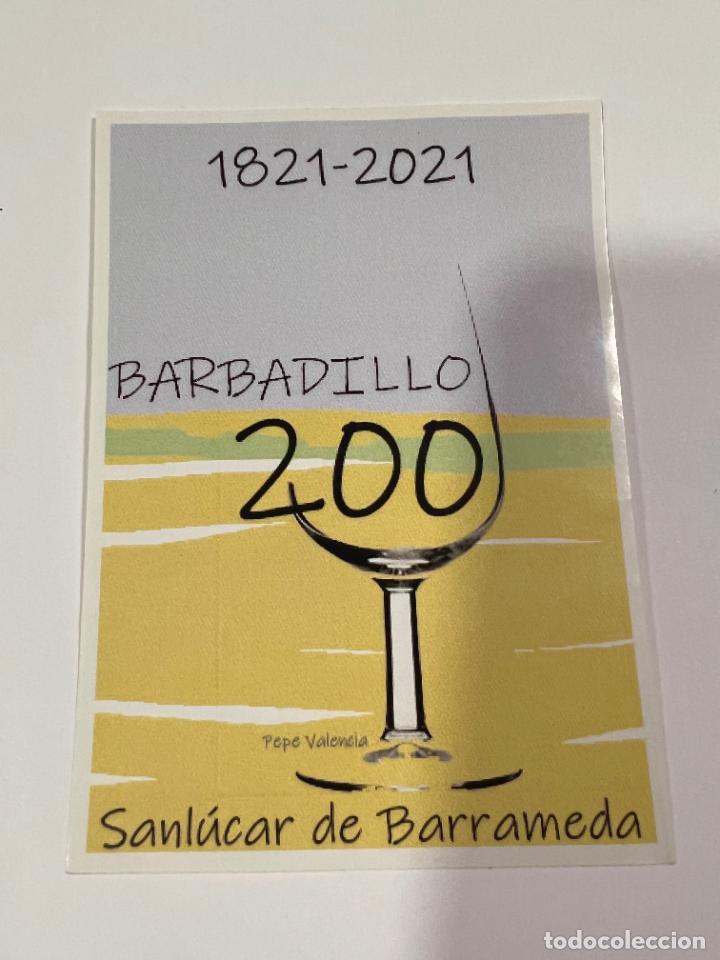 Alte Etiketten: ETIQUETA. BARBADILLO 200. SANL&Uacute;CAR DE BARRAMEDA. 1821-2021. MEDIDAS APROX.: 11.5 X 8.5 CM