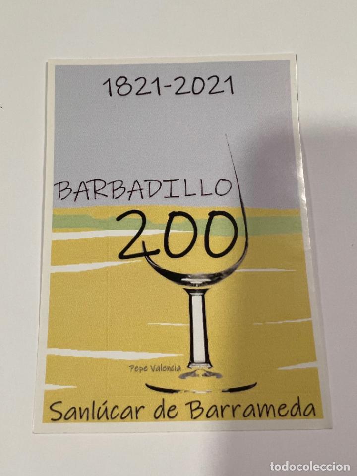 Alte Etiketten: ETIQUETA. BARBADILLO 200. SANL&Uacute;CAR DE BARRAMEDA. 1821-2021. MEDIDAS APROX.: 11.5 X 8.5 CM