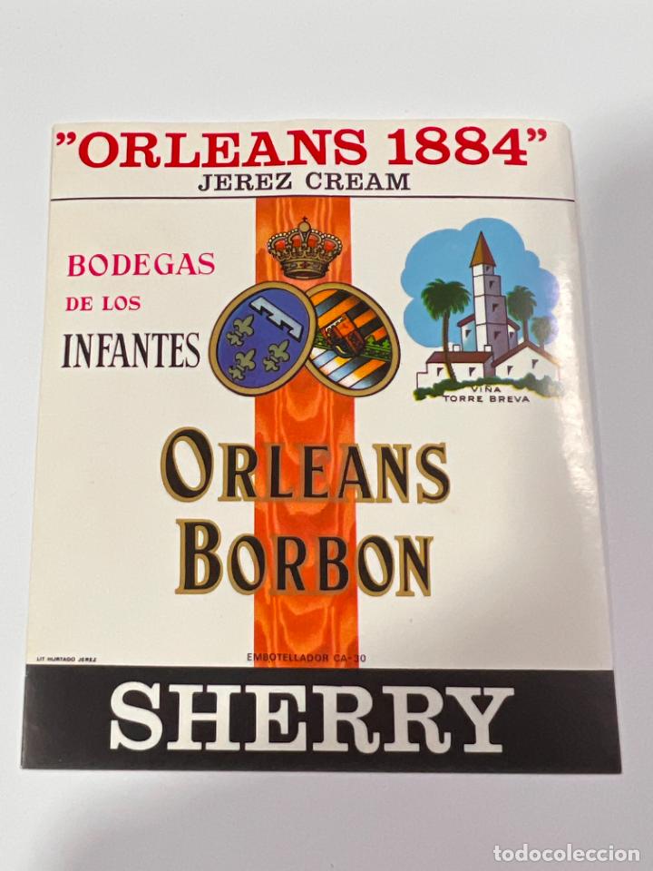 Alte Etiketten: ETIQUETA. JEREZ CREAM. BODEGAS DE LOS INFANTES DE ORLEANS BORBON. SHERRY. MEDIDAS: 10.5 X 9.5 CM