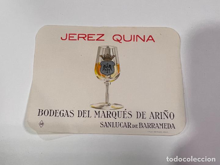 Etiquetas antiguas: ETIQUETA. JEREZ QUINA. BODEGAS DEL MARQU&Eacute;S DE ARI&Ntilde;O. SANL&Uacute;CAR DE BARRAMEDA. MEDIDAS: 12.5 X 9 CM
