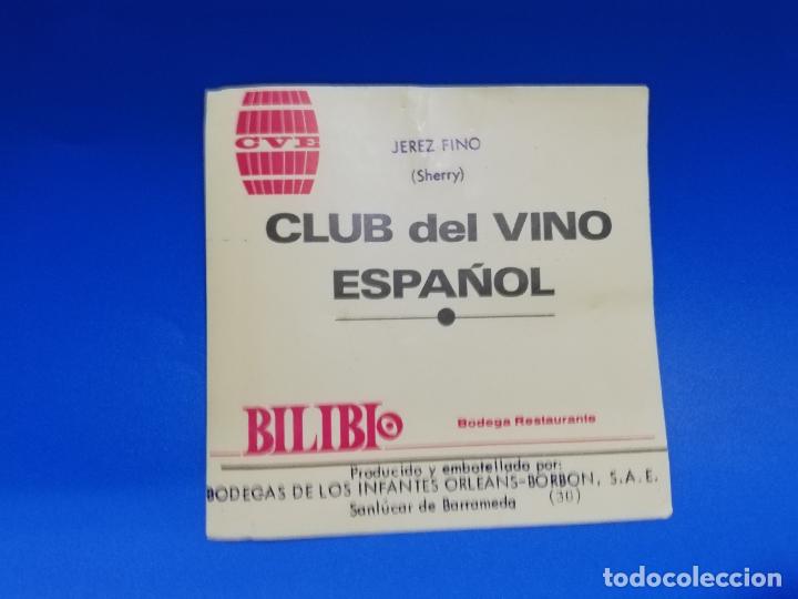 Etiquetas antiguas: ETIQUETA. BODEGAS DE LOS INFANTES. ORLEANS-BORBON. CLUB DEL VINO ESPA&Ntilde;OL. JEREZ FINO,SHERRY.SANLUCAR