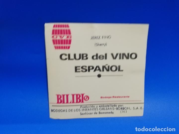 Etiquetas antiguas: ETIQUETA. BODEGAS DE LOS INFANTES. ORLEANS-BORBON. CLUB DEL VINO ESPA&Ntilde;OL. JEREZ FINO,SHERRY.SANLUCAR