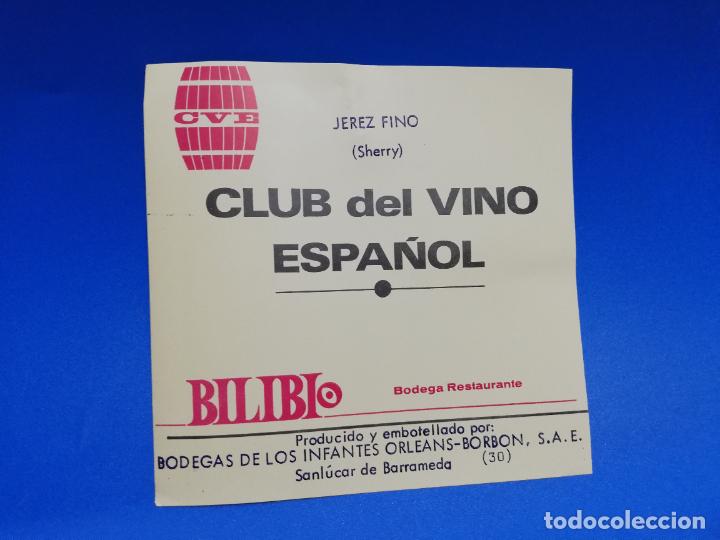 Etiquetas antiguas: ETIQUETA. BODEGAS DE LOS INFANTES. ORLEANS-BORBON. CLUB DEL VINO ESPA&Ntilde;OL. JEREZ FINO,SHERRY.SANLUCAR
