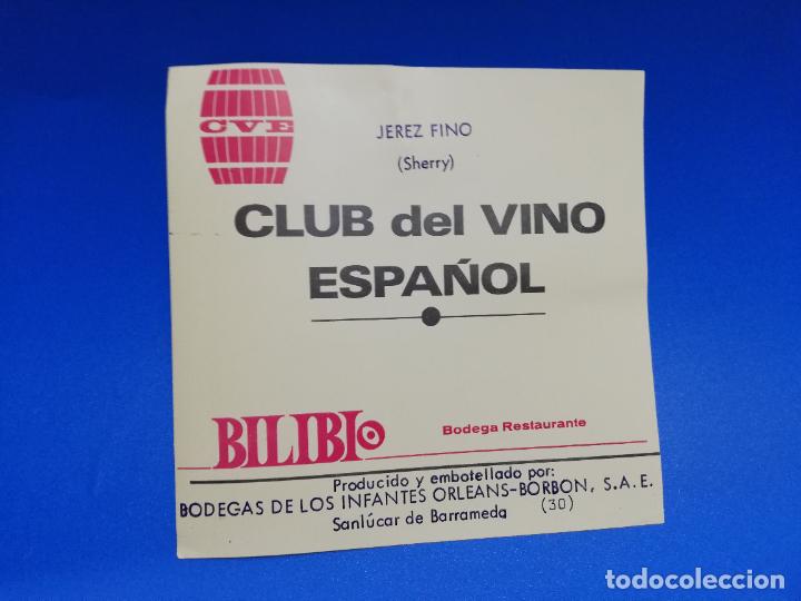 Etiquetas antiguas: ETIQUETA. BODEGAS DE LOS INFANTES. ORLEANS-BORBON. CLUB DEL VINO ESPA&Ntilde;OL. JEREZ FINO,SHERRY.SANLUCAR