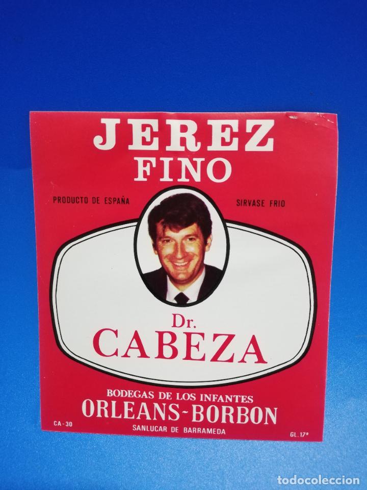 Old Labels: ETIQUETA. BODEGAS DE LOS INFANTES. ORLEANS-BORBON. DR. CABEZA. JEREZ FINO. SANLUCAR DE BARRAMEDA.