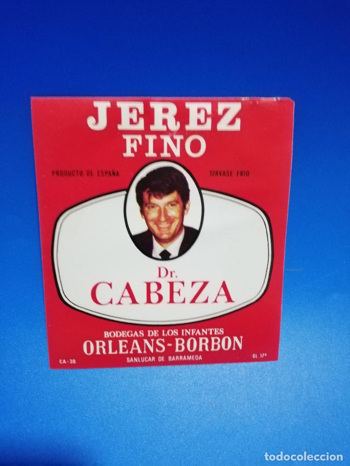 Old Labels: ETIQUETA. BODEGAS DE LOS INFANTES. ORLEANS-BORBON. DR. CABEZA. JEREZ FINO. SANLUCAR DE BARRAMEDA.