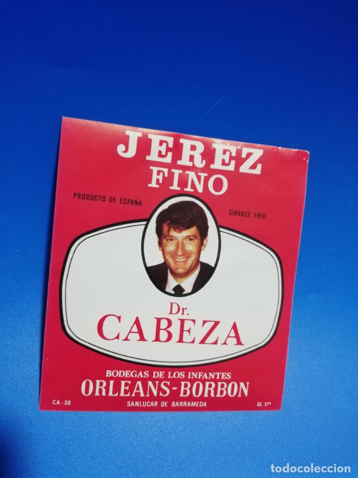 Old Labels: ETIQUETA. BODEGAS DE LOS INFANTES. ORLEANS-BORBON. DR. CABEZA. JEREZ FINO. SANLUCAR DE BARRAMEDA.
