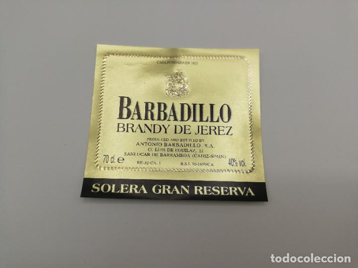 Alte Etiketten: ETIQUETA. BARBADILLO. BRANDY DE JEREZ. SOLERA GRAN RESERVA.ANTONIO BARBADILLO. SANLUCAR DE BARRAMEDA