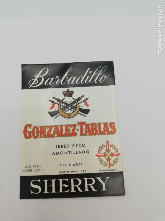 Alte Etiketten: ETIQUETA. BARBADILLO. GONZALEZ-TABLAS. JEREZ SECO AMONTILLADO. SHERRY.