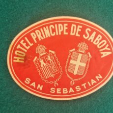 Etiquetas antiguas: ETIQUETA HOTEL PRINCIPE DE SABOYA (SAN SEBASTIAN) - ESPAÑA. Lote 366431241