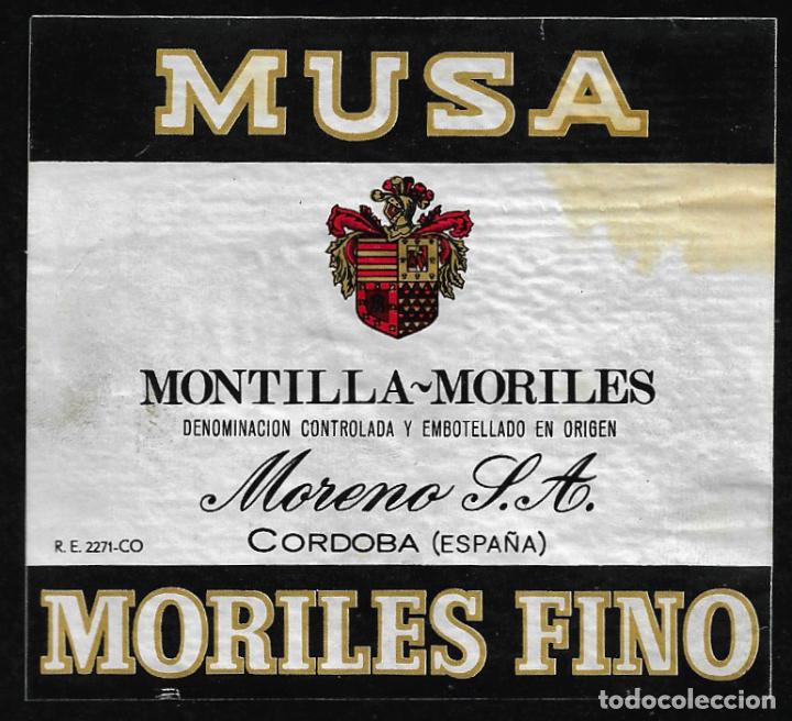 Etiquetas antiguas: ETIQUETA VINO - MUSA- MORILES FINO - MORENO S.A.A- CORDOBA- TAMA&Ntilde;O 9.5 X 8.5 CM