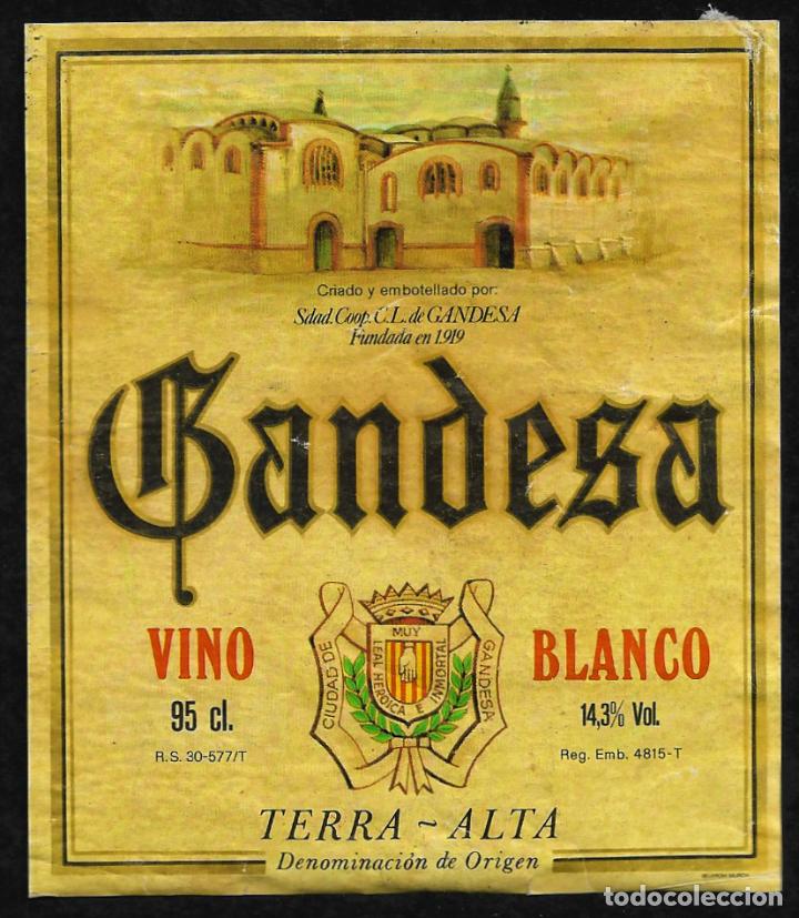 Etiquetas antiguas: ETIQUETA VINO - GANDESA- TERRA ALTA - TAMA&Ntilde;O 11.5 X 10. CM