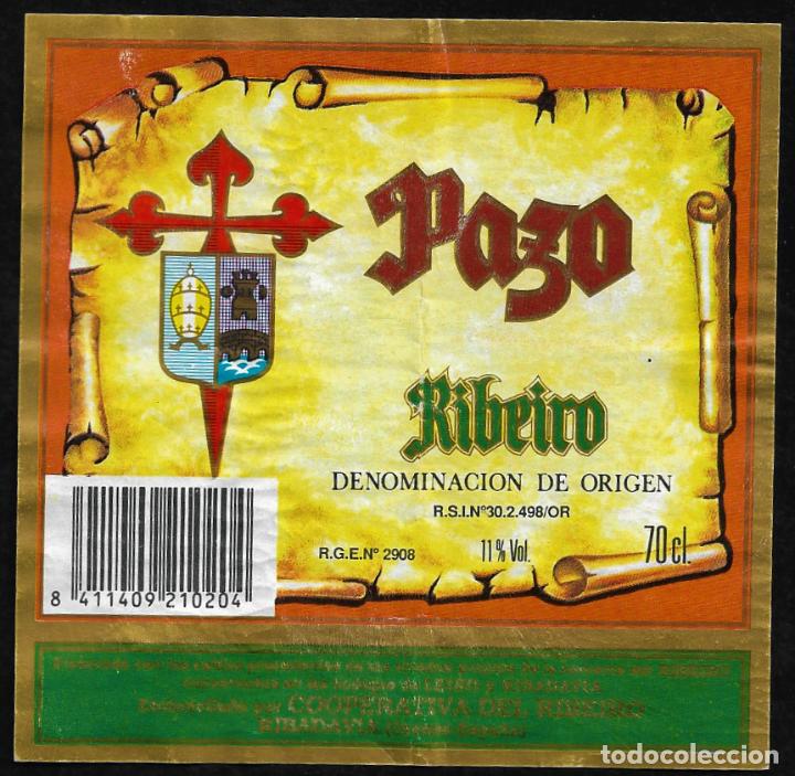 Etiquetas antiguas: ETIQUETA VINO - PAZO - RIBEIRO - TAMA&Ntilde;O 10 X 10.5 CM