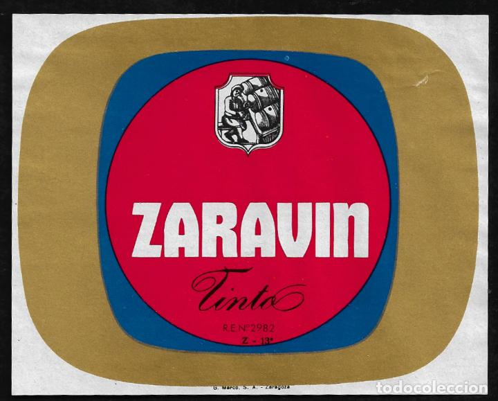Etiquetas antiguas: ETIQUETA VINO - ZARAVIN - TINTO- TAMA&Ntilde;O 11.5 X 9.5 CM