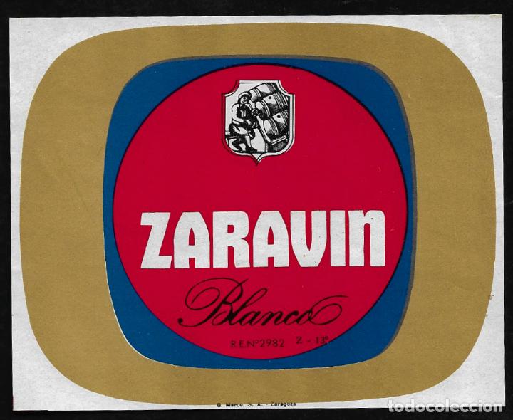 Etiquetas antiguas: ETIQUETA VINO - ZARAVIN - BLANCO - TAMA&Ntilde;O 11.5 X 9.5 CM