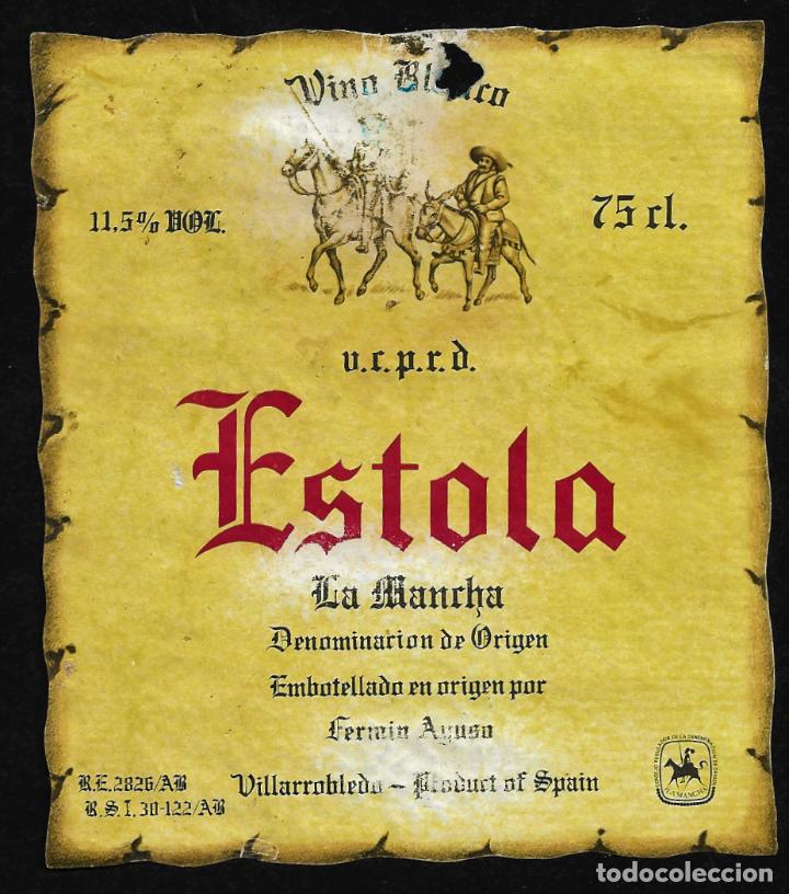 Etiquetas antiguas: ETIQUETA VINO - ESTOLA - VILLAROBLEDO - LA MANCHA- TAMA&Ntilde;O 10.50 X 12 CM