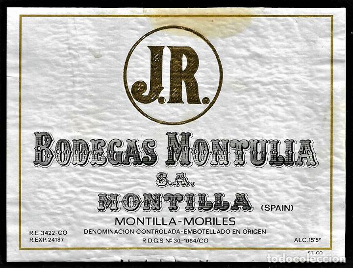 Etiquetas antiguas: ETIQUETA VINO - J.R. - BODEGAS MPNTULIA - NONTILLA-MORILES - TAMA&Ntilde;O 10.5 X 8 CM
