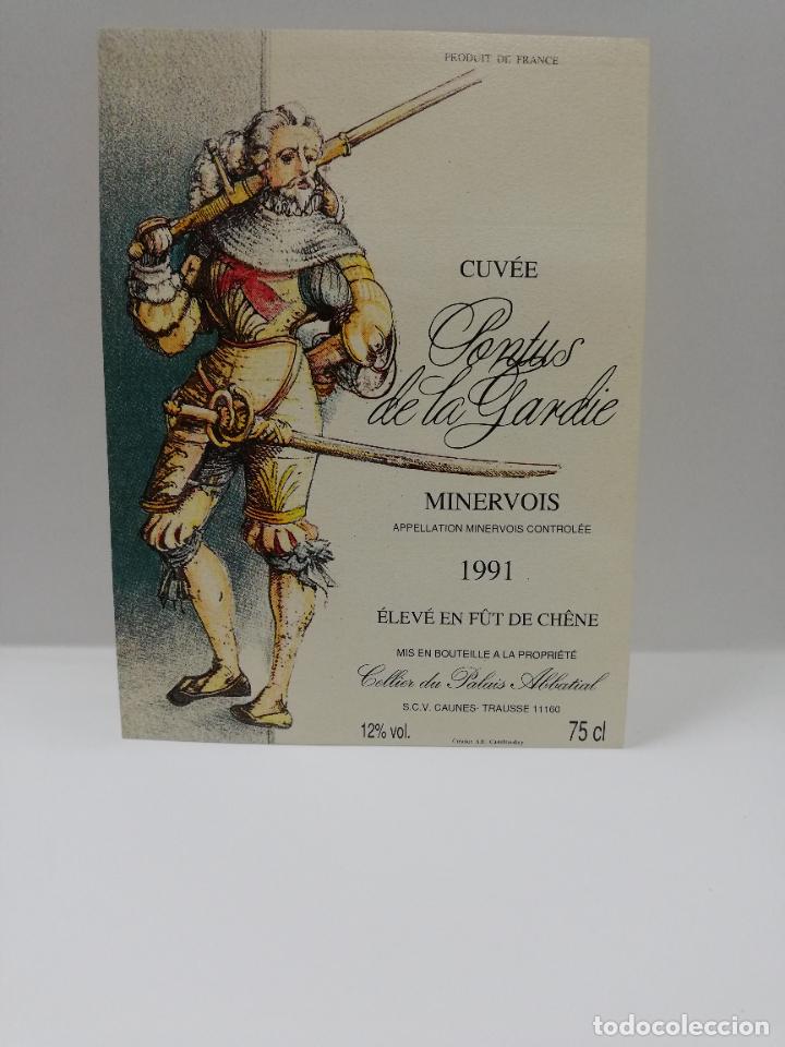 Etiquetas antiguas: ETIQUETA DE VINO. UNIFORME MILITAR. SONTUS DE LA GARDIE. MINERVOIS. 1991. MEDIDAS : 12 X 9. CM APROX