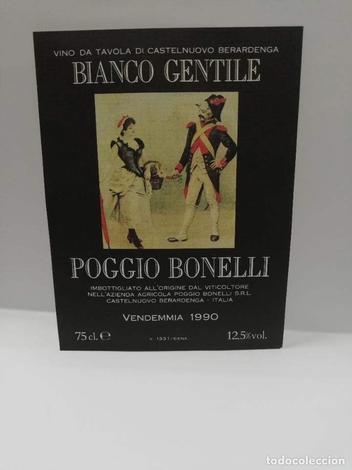 Etiquetas antiguas: ETIQUETA DE VINO. UNIFORME MILITAR. BIANCO GENTILE. POGGIO BONELLI. 1990. MEDIDAS : 13 X 9. CM APROX