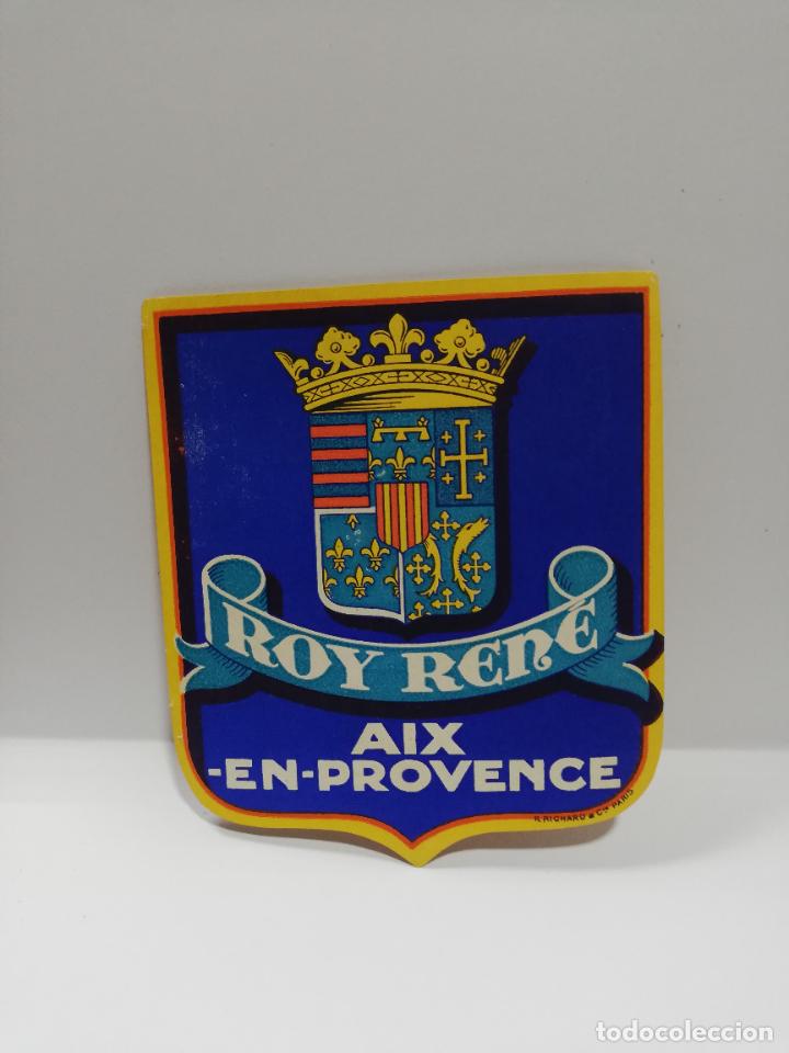 Alte Etiketten: ETIQUETA ROY RENE. AIX-EN-PROVENCE. MEDIDAS : 9 X 8 CM APROX.