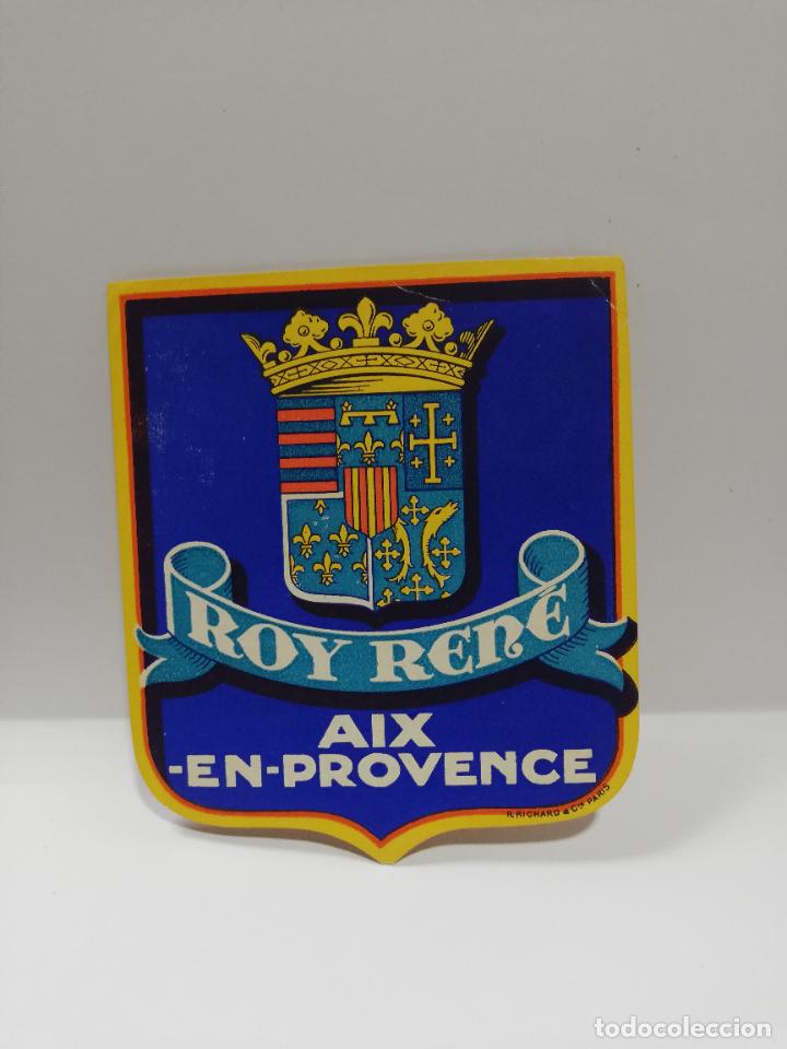 Alte Etiketten: ETIQUETA ROY RENE. AIX-EN-PROVENCE. MEDIDAS : 9 X 8 CM APROX.
