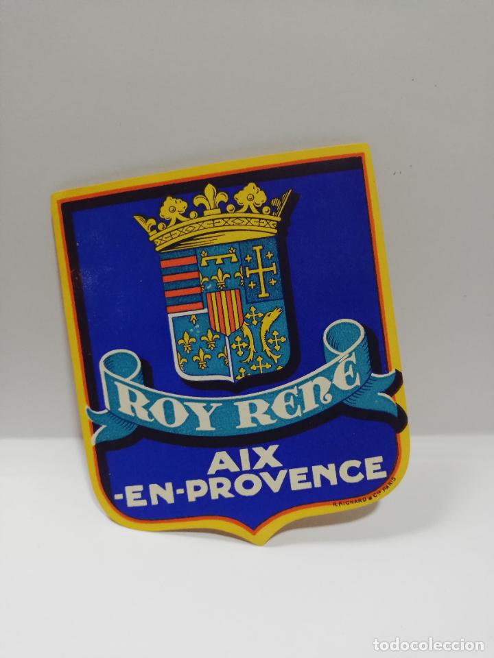 Alte Etiketten: ETIQUETA ROY RENE. AIX-EN-PROVENCE. MEDIDAS : 9 X 8 CM APROX.