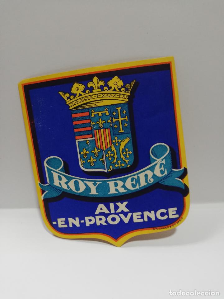 Alte Etiketten: ETIQUETA ROY RENE. AIX-EN-PROVENCE. MEDIDAS : 9 X 8 CM APROX.