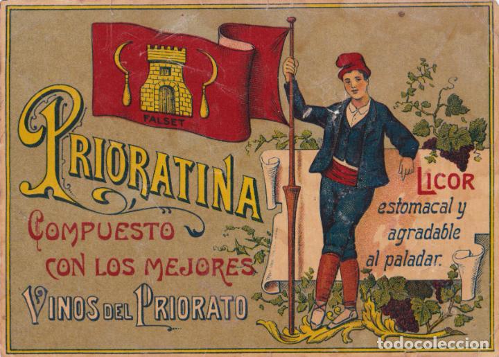 Etiquetas antiguas: ANTIGUA ETIQUETA LICOR PRIORATINA CON LOS MEJORES VINOS DEL PRIORATO - FALSET