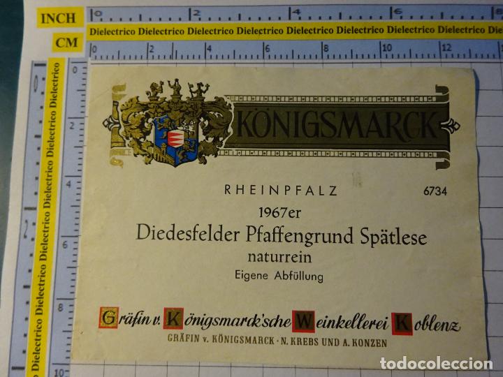 &Eacute;tiquettes anciennes: ETIQUETA DE BEBIDAS. VINO LICORES. ALEMANIA K&Ouml;NIGSMARCK 1967 934