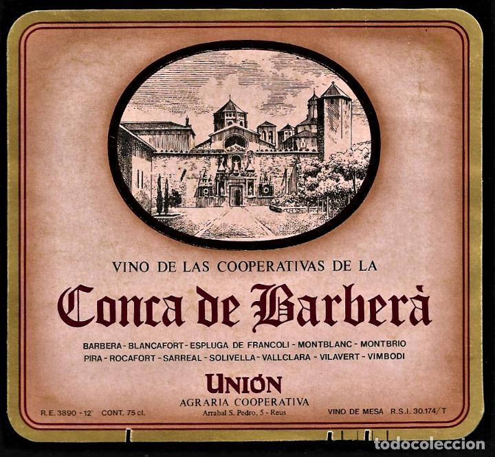 Etiquetas antiguas: ETIQUETA VINO- CONCA DE BARBERA - UNION - TAMA&Ntilde;O 11 x 10 CM