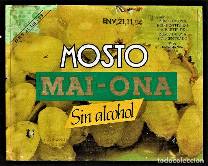Etiquetas antiguas: ETIQUETA VINO- MOSTO - MAI-ONA -ENVASADO 21-11-1984 - TAMA&Ntilde;O 12 x 9. CM