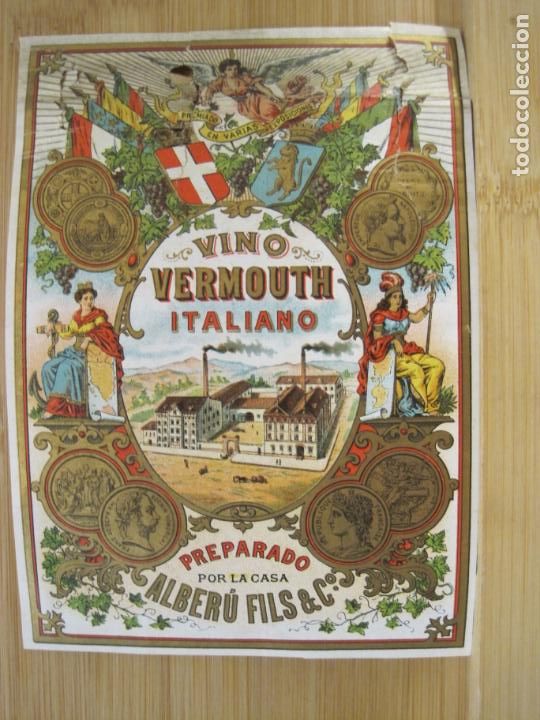 Etiquetas antiguas: VINO VERMOUTH ITALIANO-ALBERU FILS & CIA-ETIQUETA ANTIGUA-VER FOTOS-(98.918)