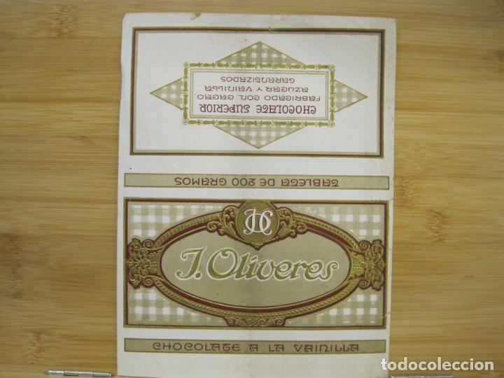 Old Labels: CHOCOLATE A LA VAINILLA J. OLIVER-ENVOLTORIO ETIQUETA-VER FOTOS-(K-8194)